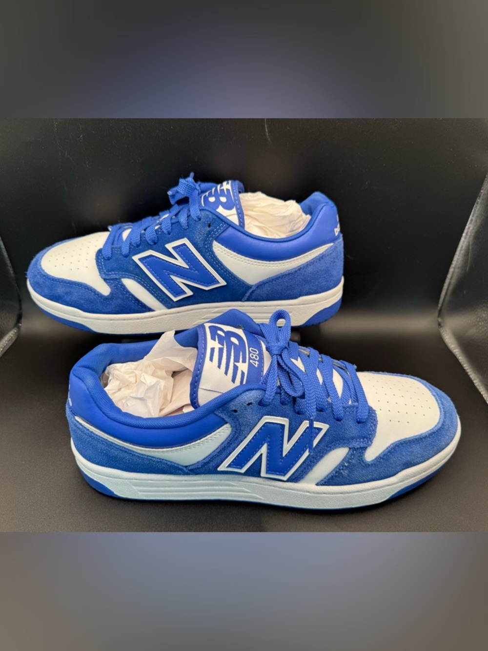 New Balance 480 Blue White Sneakers Men 10.5 Dunk Style Suede Leather